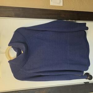 Cyrus Women's Navy Blue Long Sleeve Sweater with Cowl Neck, Size Large